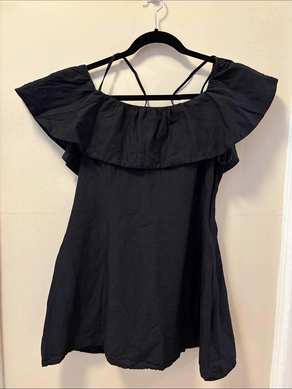 Black Off-Shoulder Ruffle Dress